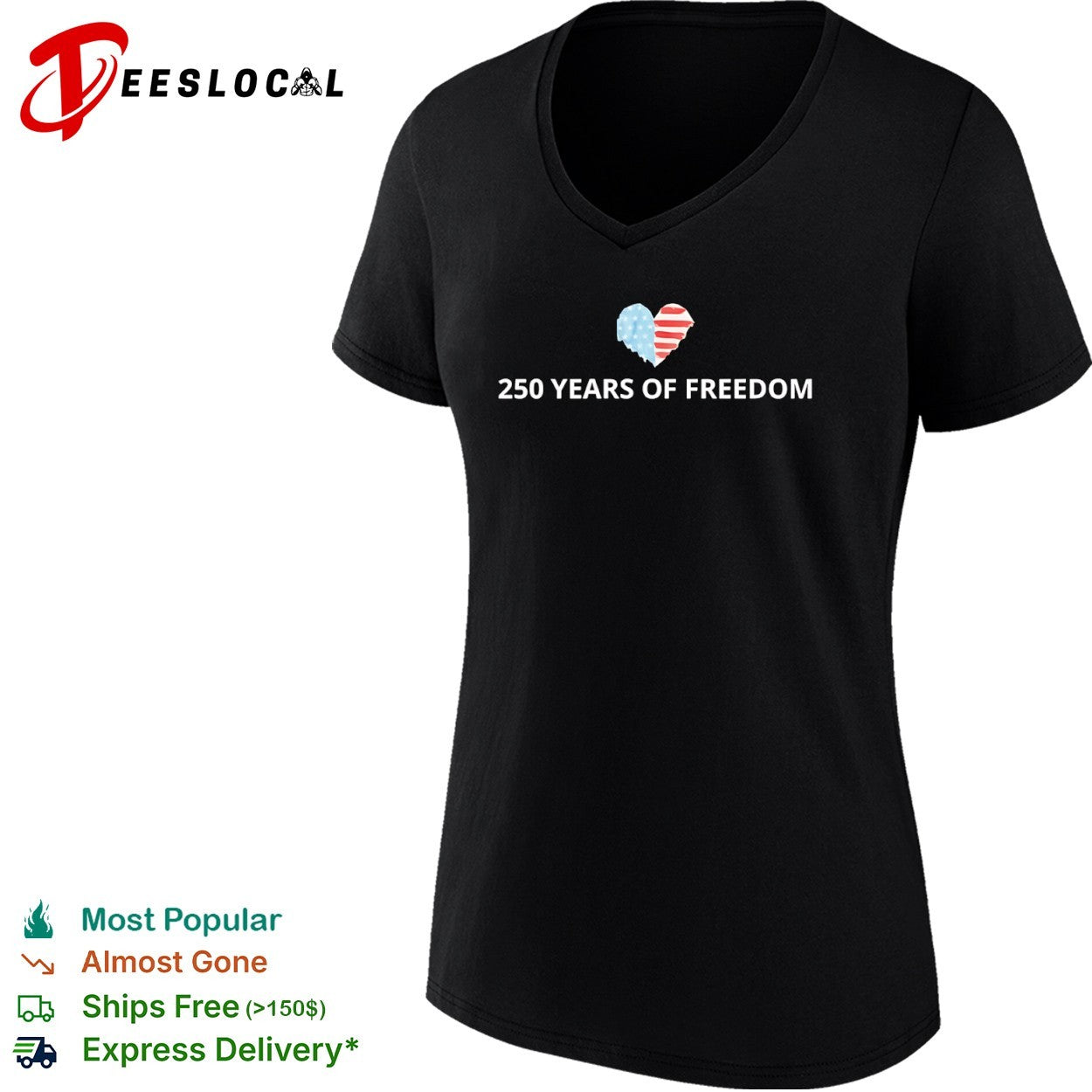 250 Years of Freedom American Heart Flag Patriotic Fourth of July Independence shirt
