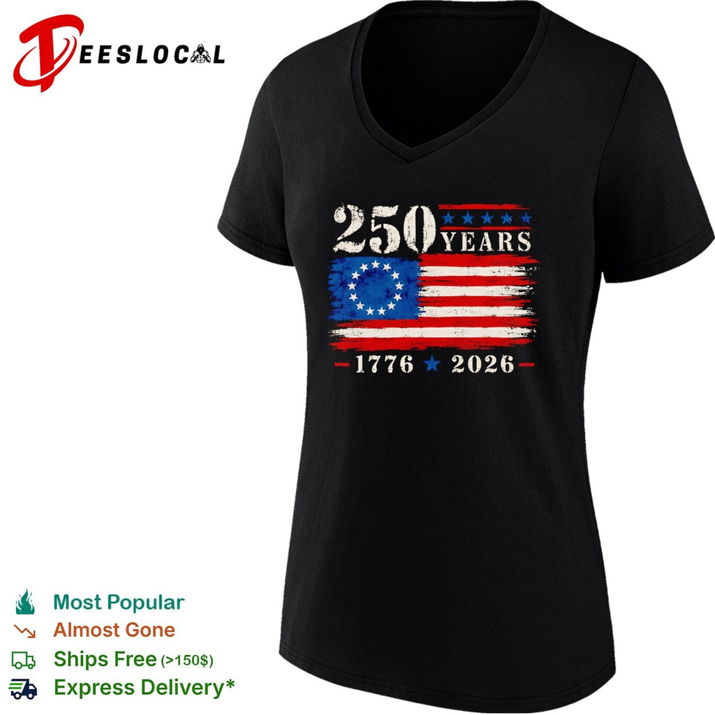 250 years 1776 2026 American flag usa independence patriotic historical memorial shirt