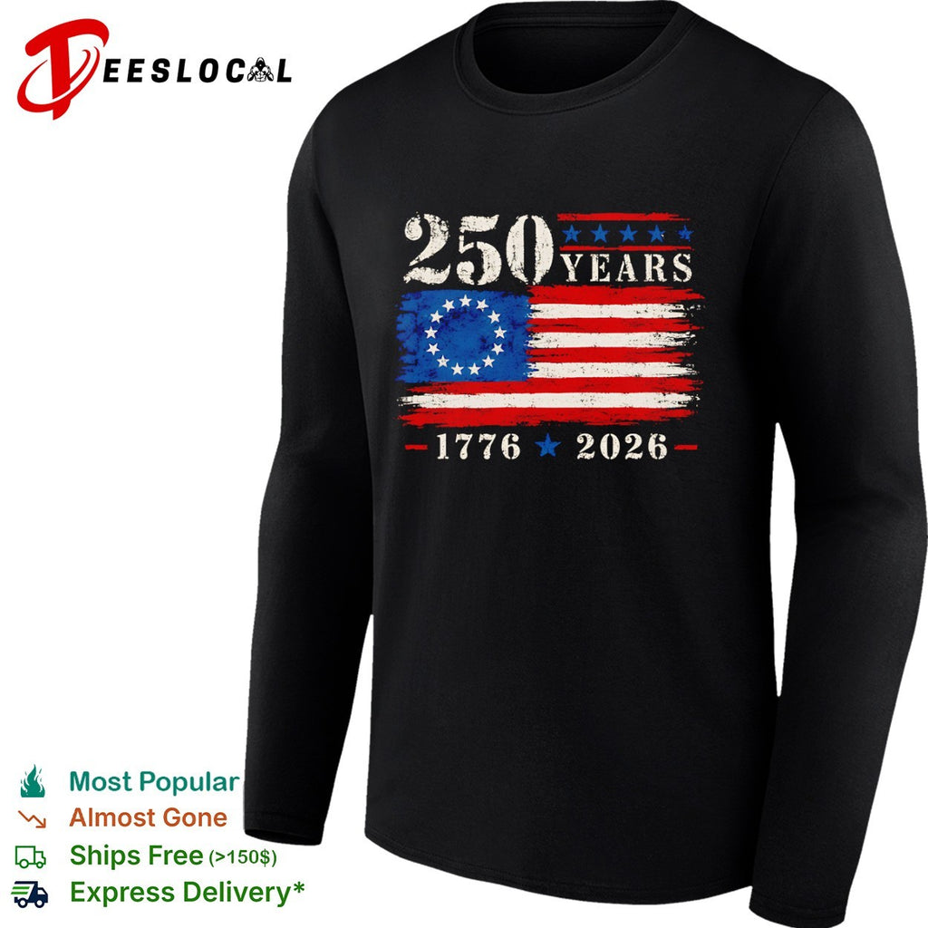 250 years 1776 2026 American flag usa independence patriotic historical memorial shirt