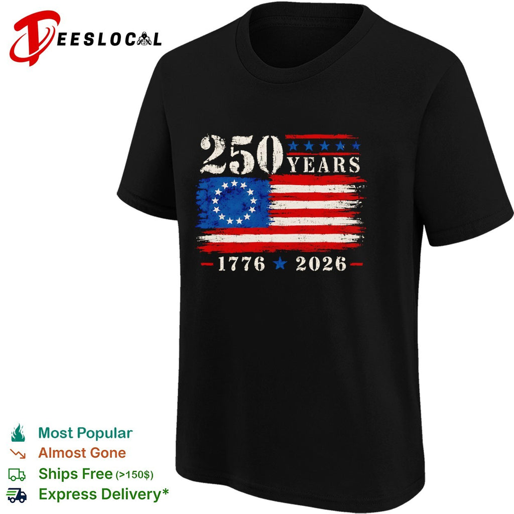 250 years 1776 2026 American flag usa independence patriotic historical memorial shirt