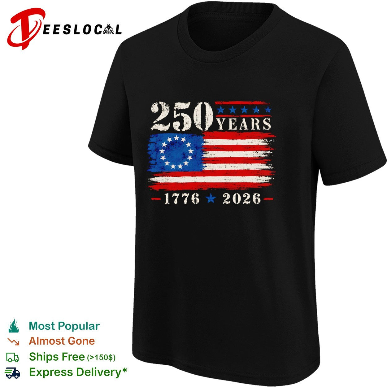 250 years 1776 2026 American flag usa independence patriotic historical memorial shirt