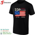 250 years 1776 2026 American flag usa independence patriotic historical memorial shirt