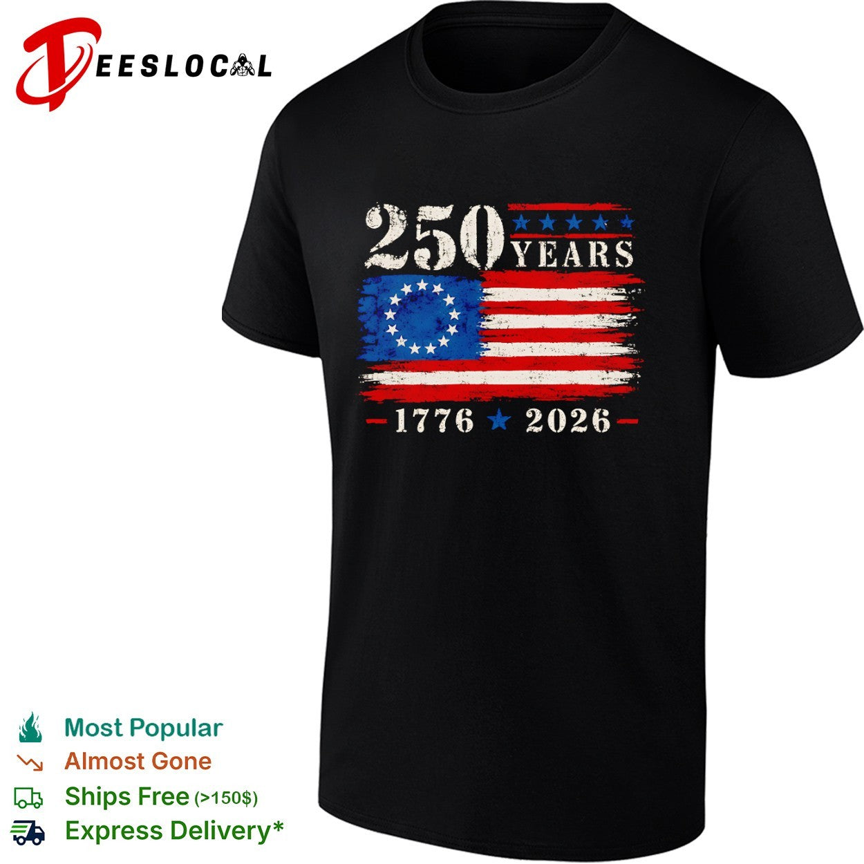250 years 1776 2026 American flag usa independence patriotic historical memorial shirt