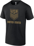 Icon Sports U.S. Soccer Federation USMNT Adult Solid Logo T-Shirt | Black Gold Logo