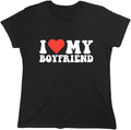 I Love My Boyfriend Heart Relationship Funny T Shirt | Expressive Graphic Tees for Men | Novelty Funny T-Shirts USA Printed