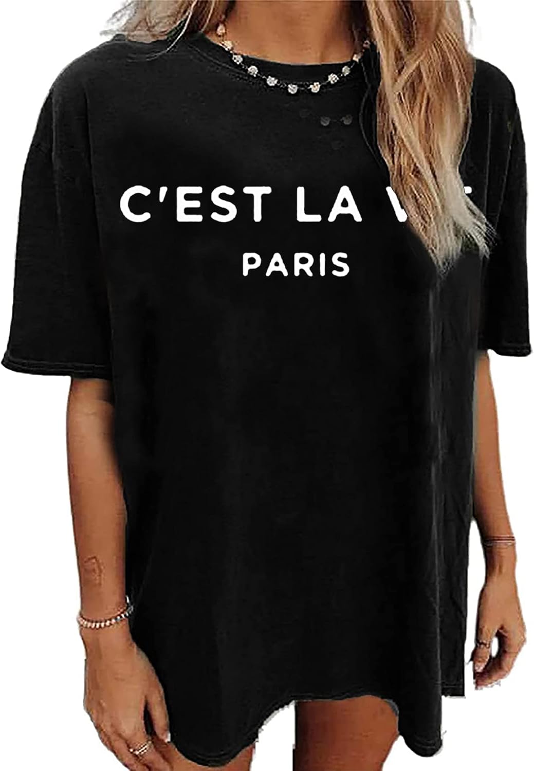 Womens Oversized T Shirt Vintage Letter Graphic Tee Casual Summer Loose Short Sleeve Top