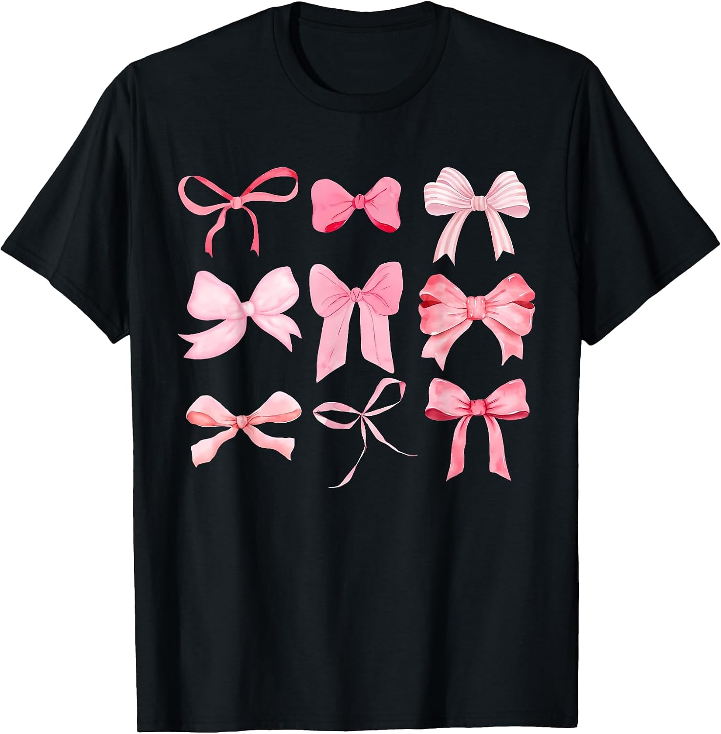 Pink Bow and Ribbon Cute Graphic for Girl Women T-Shirt