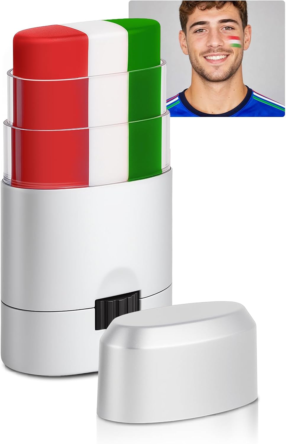 Red White and Green Face Body Paint Stick for World Cup 2026, Patriotic Flag Paints Accessories Football Soccer Eye-black Stick for World Cup Decor Party Favors Sports Fan Makeup (Mexico Italy)