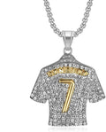 Number 7 Soccer Jersey Pendant, No. 7 Jersey Soccer Necklace for Men, Gold Silver Number Football Necklace Rock Football Player Charm Jewelry