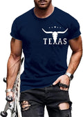 Western Shirts for Men Bull Horn Print Short Sleeve T Shirts for Men Retro Graphic Tees for Men Crew Neck Loose Fit Pullover Tops for Men Summer Tops for Men 2025 B-Bull Horn Navy XL