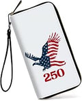 Womens Wallet, Large Capacity PU Leather RFID Blocking Wristlet Wallets Art Bald Eagle Design for Women Ladies Men Credit Card Holder Zipper Wallet Phone Holder Clutch Travel Purse