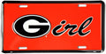 Hangtime University of Georgia - UGA Bulldogs - Georgia Girl auto(Super G Girl) Embossed Metal auto tag