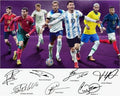 Soccer Champion Superstar Group Photo Messi,Ronaldo,Mbappé,Signed Poster for Kids Room Bedroom Wall Decor-Picture Canvas Art Prints for Man Teens Boys Fans Gifts