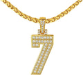 Bling Number Necklace Baseball Chain 14K Gold Plated Sports Football Pendant Hip Hop Cubic Zirconia Iced Custom Name Personalized Jewelry for Men Boys, Tennis Chain 18'' to 30'' + Gift Box