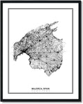 Susie Arts 11X14 Unframed Majorca Spain Wall Art Map Metropolitan City Road View Abstract Street Print Poster Decor Home Office sdm101