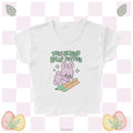 Bunny Rolls Micro Rib Baby Tee, Easter 420 Holiday Brunch Outfit, 420-Friendly Stoner Women's Fitted Shirt, Marijuana Weed Gift for Her