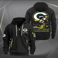 Green Bay Packers Quarter Zip Hoodie Biker Taz Custom Name Gift For Fan