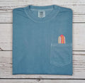 Embroidered Hot Dog Pocket Tee, Vintage Garment-Dyed T-Shirt, Unisex Adult