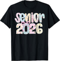 Senior 2026 Pastel Floral Patchwork Letters with lace Bow T-Shirt