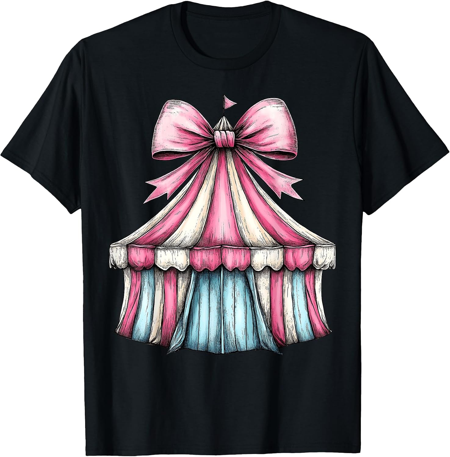 Coquette Bow Circus Carnival Pink Ribbon Mom Mothers Day T-Shirt