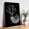 Abstract Conch Canvas Wall Art for Living Room, Marine Life City Route Black Background Poster Print Painting for Bedroom Office Home Decoration Wall Pictures Prepare To Hang 12"x16"