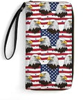 American Flag Bald Eagle Art Wallet for Women Clutch Zip Purse Ladies Phone Long Purse Wristlet Leather Wallet with ID Window