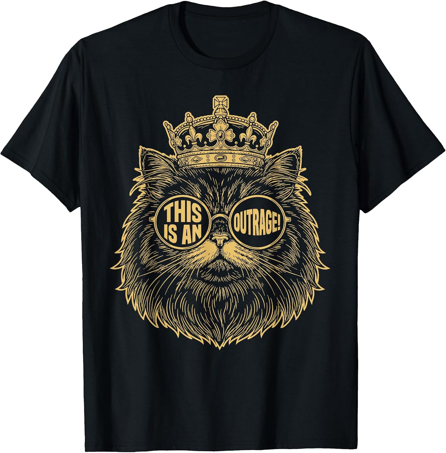 This is an Outrage Funny Princess Cat Donut Gold Womens Mens T-Shirt