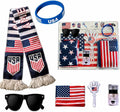 2026 USA Soccer Fan Kit 6 Piece Set, World Cup Football Party Gear with Patriotic Scarf, Flag, Face Painting Accessory, Hand Paddle, Wristband, Soccer Fans Game Day Accessories