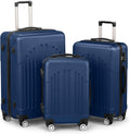 Karl home Luggage Sets 3 Piece, ABS Hardside Suitcase Set with Double Spinner Wheels & TSA Lock for Travel Business, 3-Piece Set (20/24/28), Navy Blue