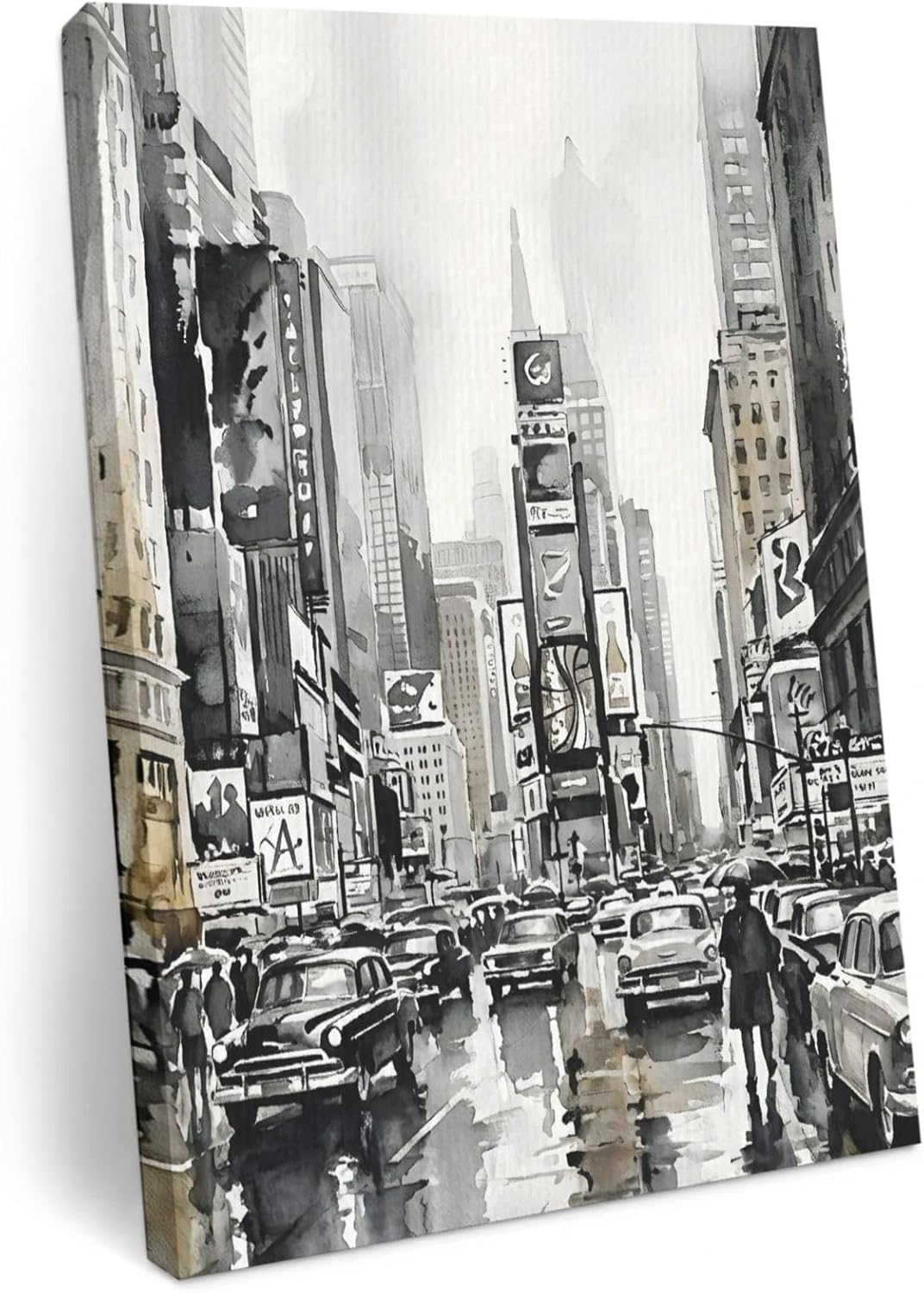 Ship Next Day - Modern Cityscape Wall Art, Black White Vintage Street City Canvas Print Painting Artwork Picture for Wall Living Room Bathroom Bedroom Kitchen Office Dining Room Decor 20"x30"