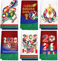 2026 World Soccer Cup Kitchen Towels 6 PCS, Red World Soccer Cup Gift Hand Towel for Fans, Kitchen Towel Set with National Flags, Football Themed Dish Towels Decor Cloth Reusable, 17 X 26In