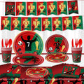 96 Pcs Cristiano Ronaldo Soccer Party Supplies, World Cup Soccer Star Disposable Tableware Set for Boys include Banner, Tablecloth, Plates, Paper Cups, Napkins, Knives, Forks, and Spoons