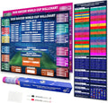 NicceMart World Cup Soccer Ball 2026 Tournament‌ Wallchart Set, 39" x 26" 2 Design All Matches Poster and 39" x 13" Schedule Chart Double Side Printing No Crease for Soccer Party Bar Home Decorations
