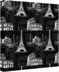 Ship Next Day - Black Architecture Wall Art,Eiffel Tower Retro City Classical Colosseum Canvas Print Painting Artwork Picture for Wall Living Room Bathroom Bedroom Kitchen Office Dining Room 8"x8"