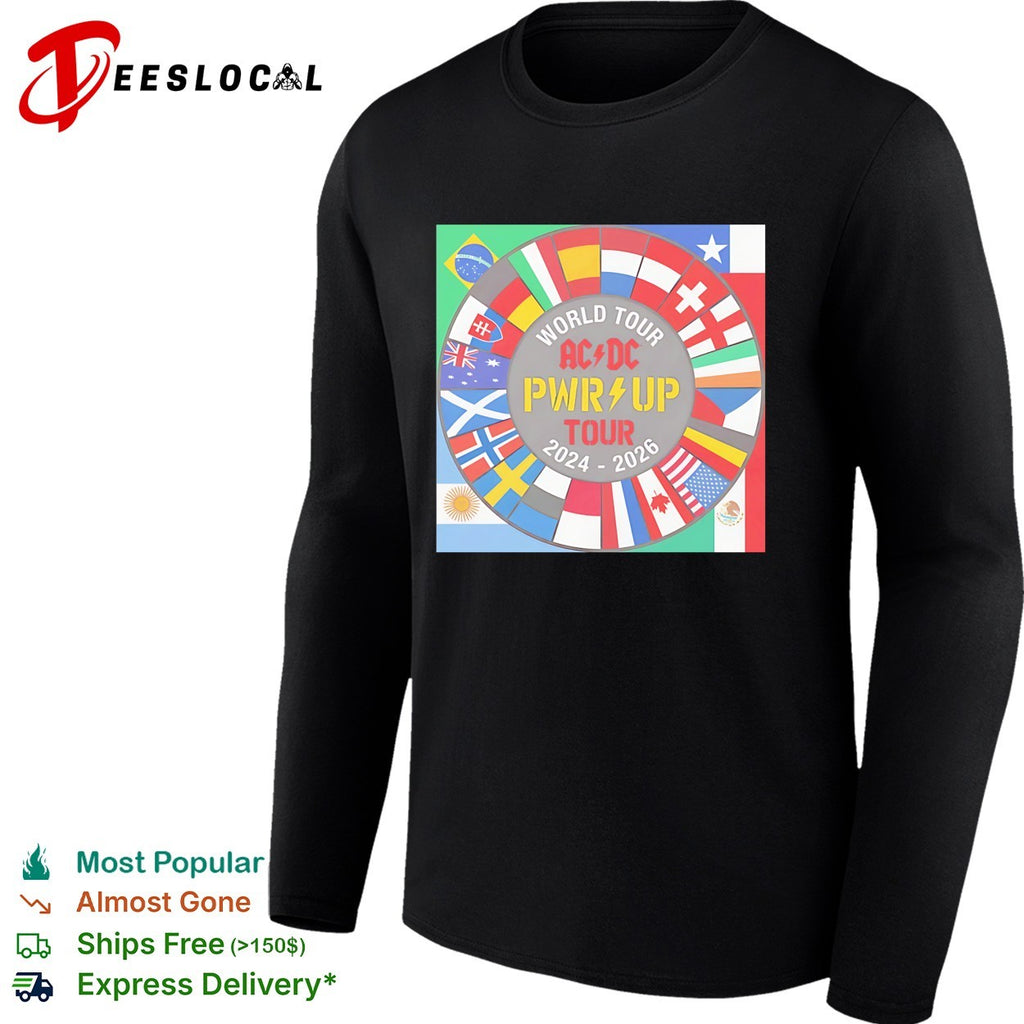 ACDC PWR UP World Tour 2024 2026 world flags shirt