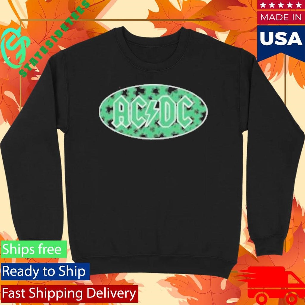 Ac Dc Shamrock Green Logo With Black T-Shirt