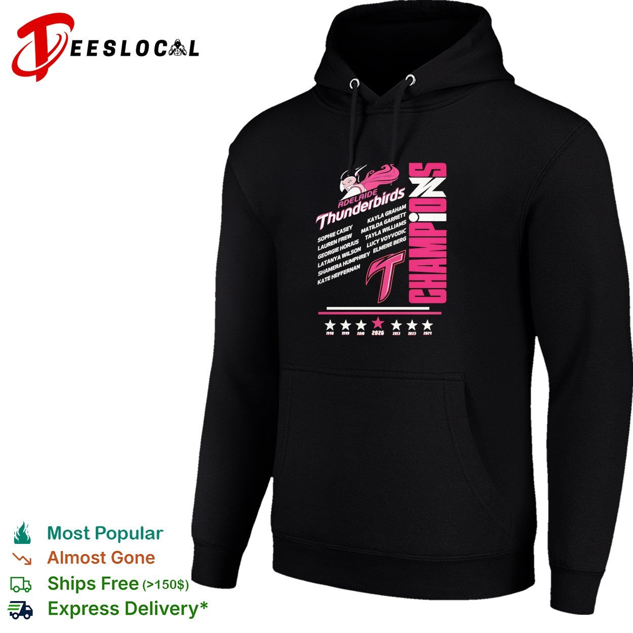 Adelaide Thunderbirds champions 2026 player names Sophie Casey Lauren Frew Georgie Horjus shirt