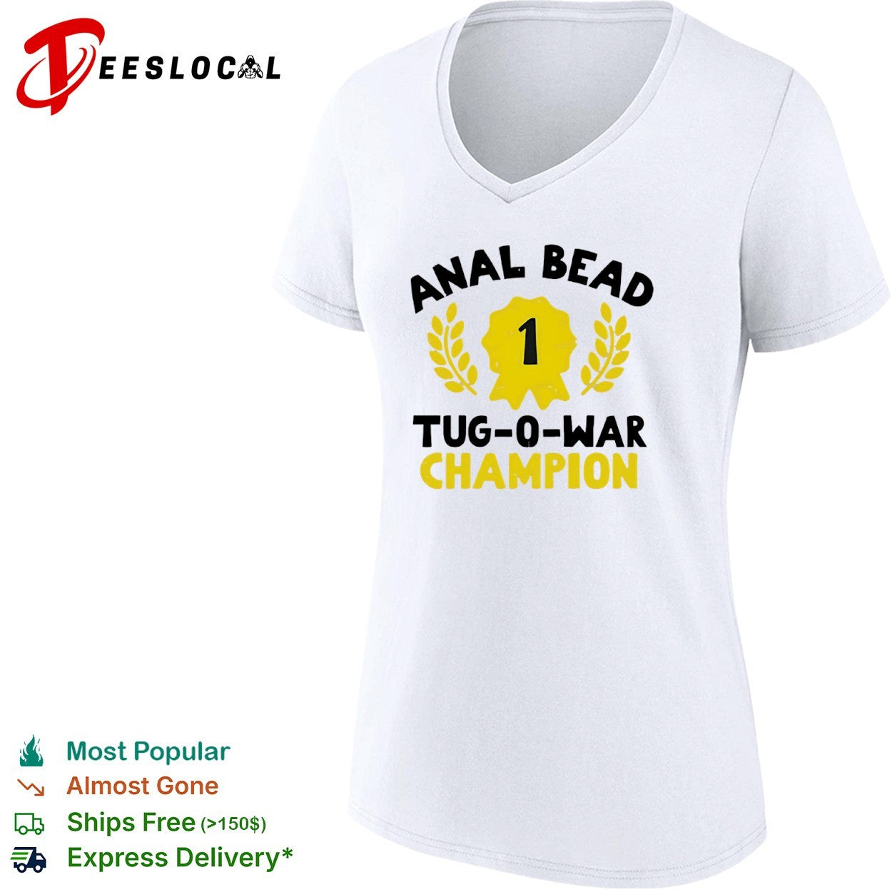 Adult humor yellow ribbon anal bead 1 tug o war champion shirt