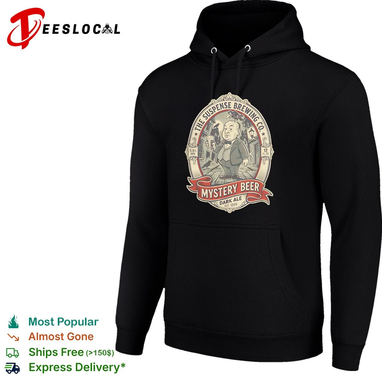 Alfred Hitchcock The Suspense Brewing Co Mystery Beer Dark Ale Est 1899 shirt