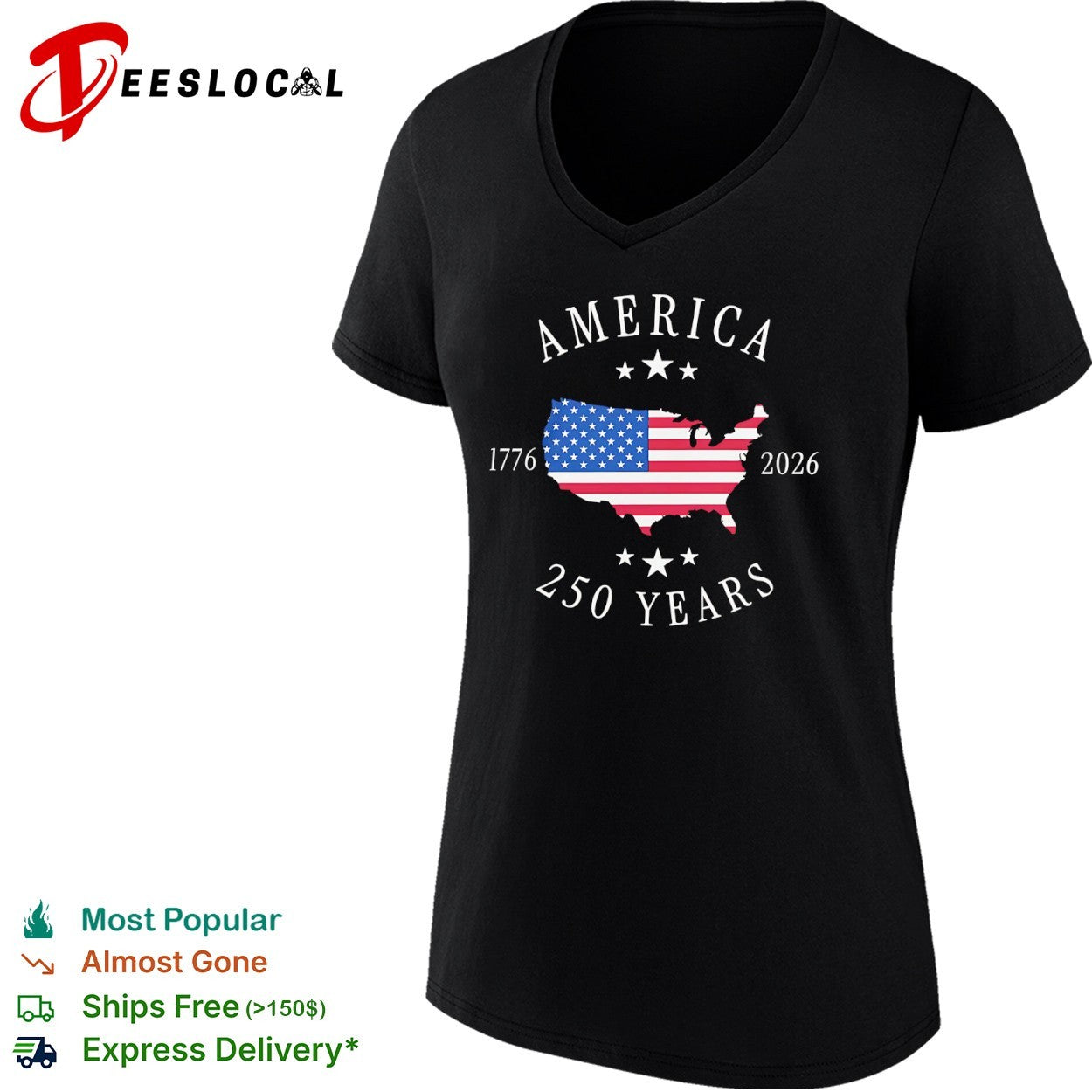 America 1776 2026 250 Years United States Map Flag Anniversary shirt