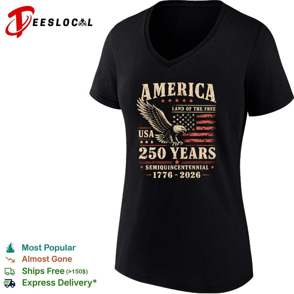 America Land of the Free 250 Years Semiquincentennial 1776 2026 USA Patriotic shirt