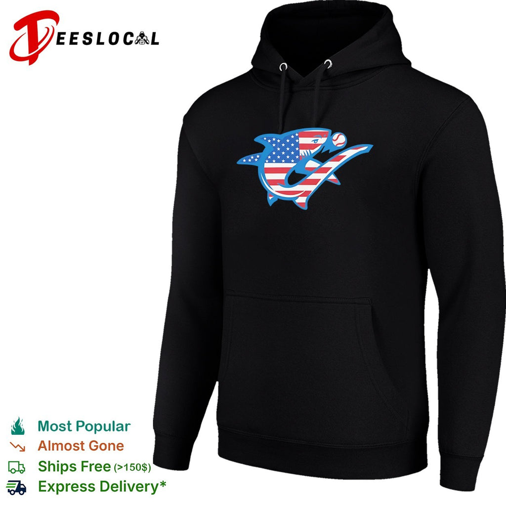 American Flag Baseball Shark Logo patriotic sports shirt