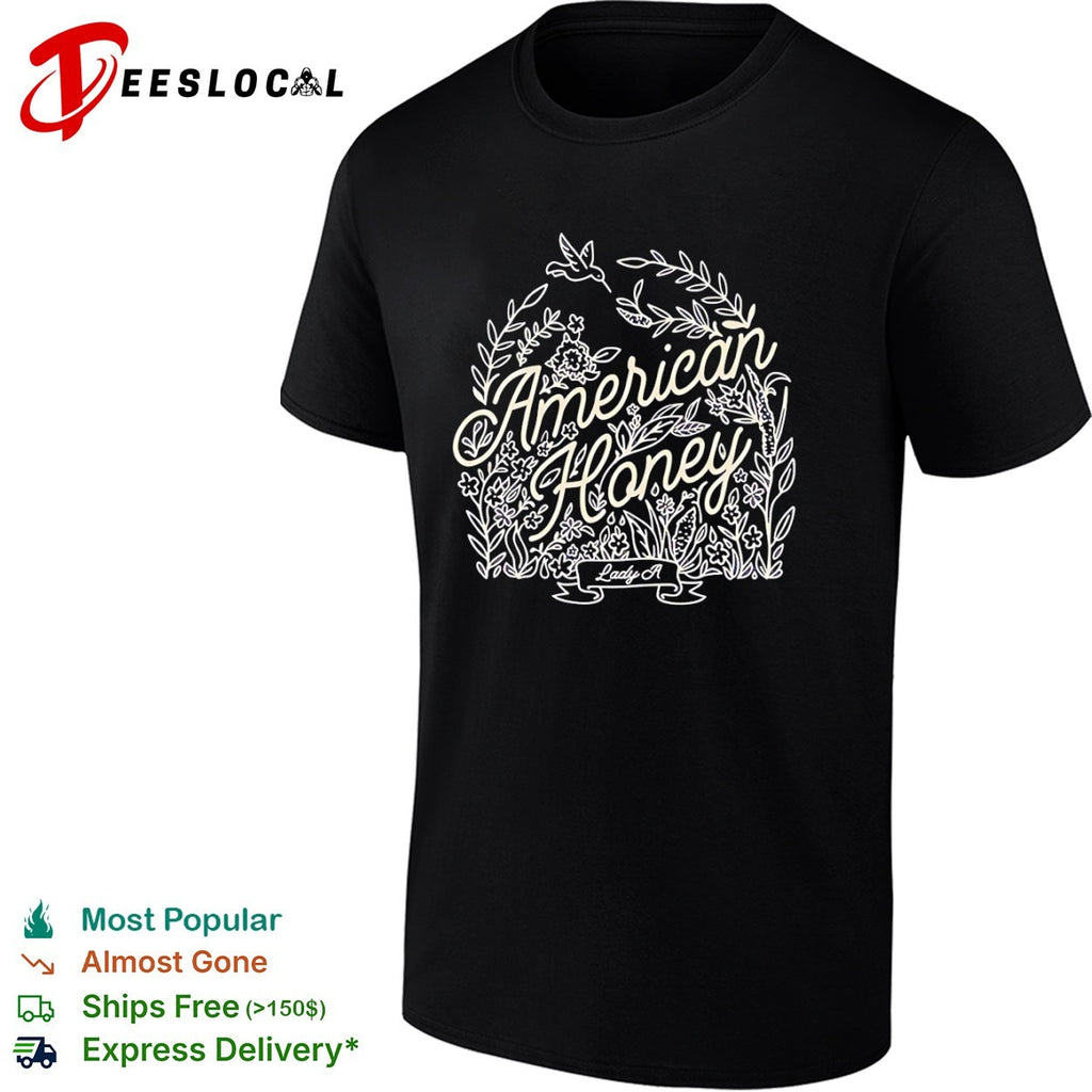 American Honey Lady A floral hummingbird and plant shirt