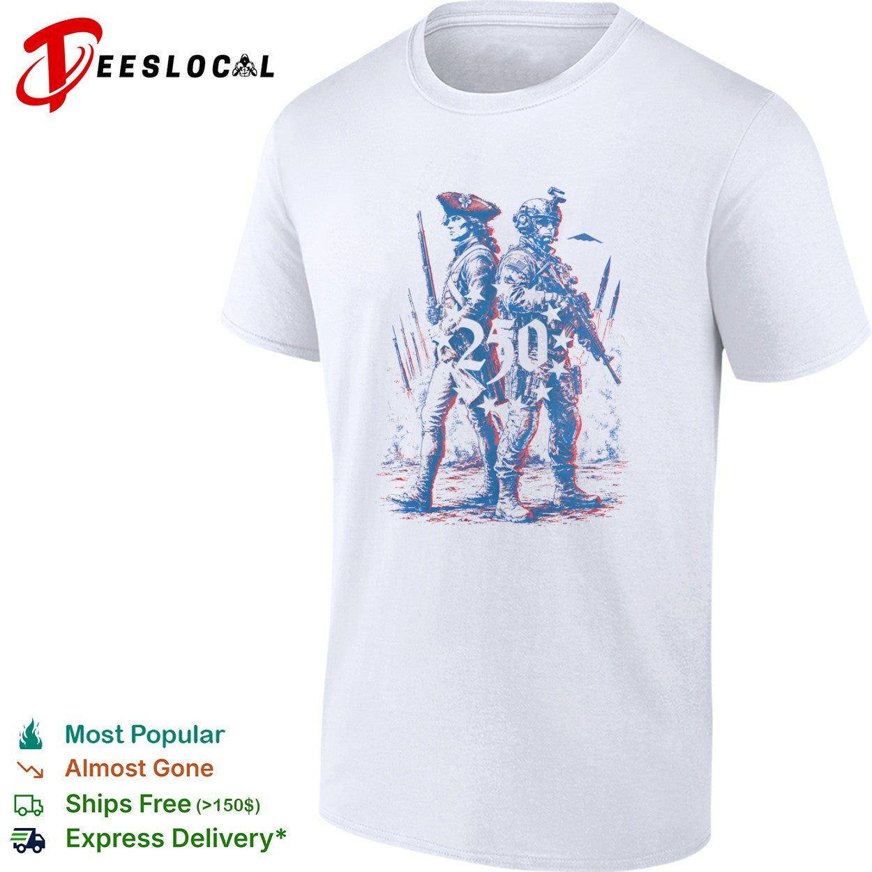 American Revolutionary War Soldier and Modern Infantry 250 Years of Service shirt