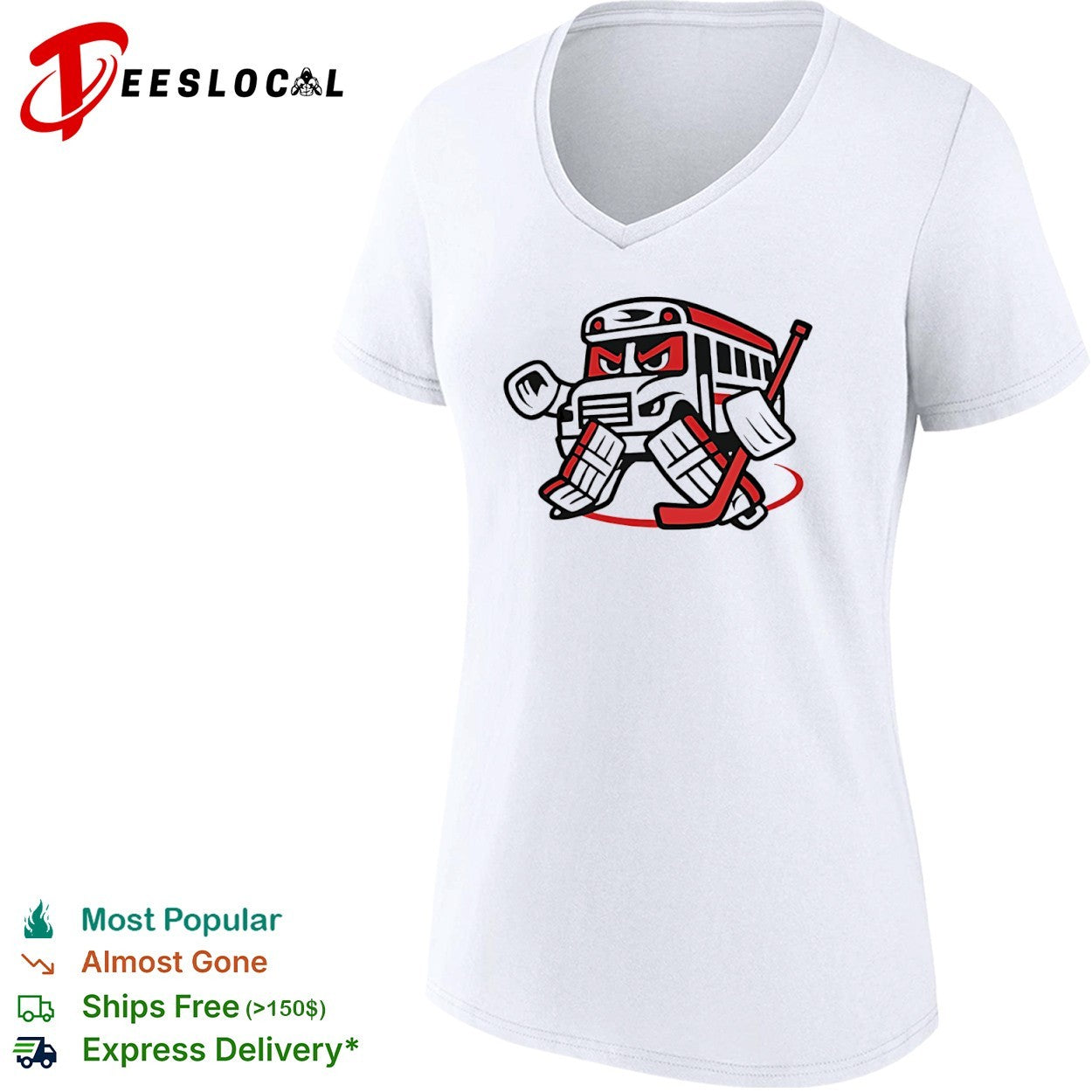 Angry School Bus Goalie Hockey Cartoon Mascot shirt