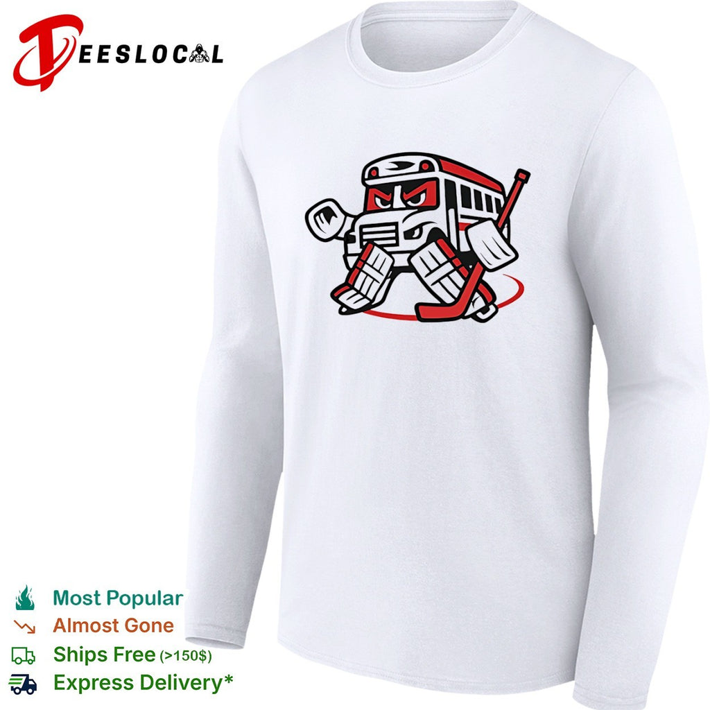 Angry School Bus Goalie Hockey Cartoon Mascot shirt