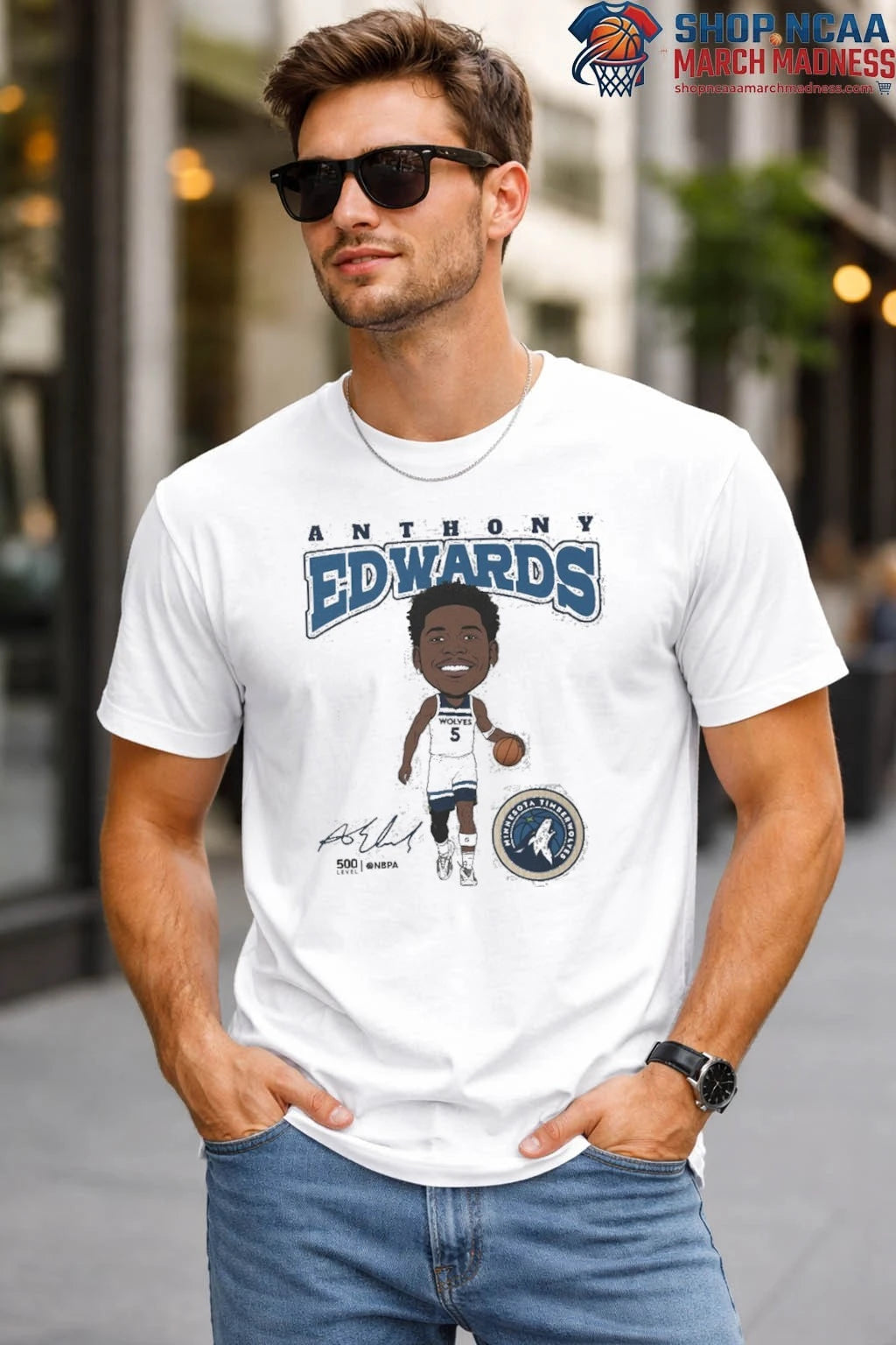 Anthony Edwards Minnesota Timberwolves Hardwood Comic Signature T-Shirt