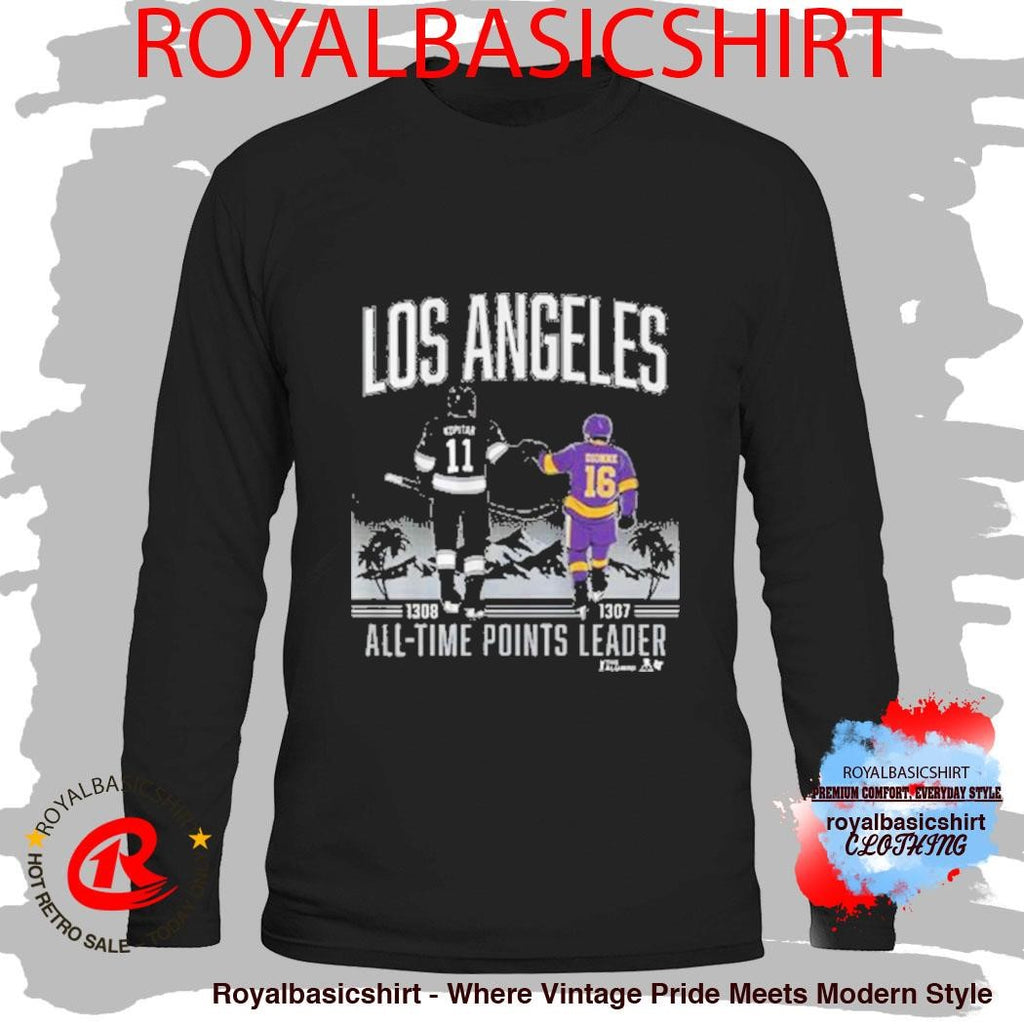 Anze Kopitar and Marcel Dionne Los Angeles All Time Points Leader Shirt