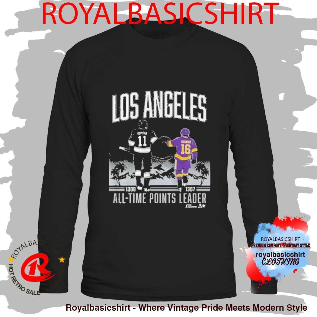 Anze Kopitar and Marcel Dionne Los Angeles All Time Points Leader Shirt
