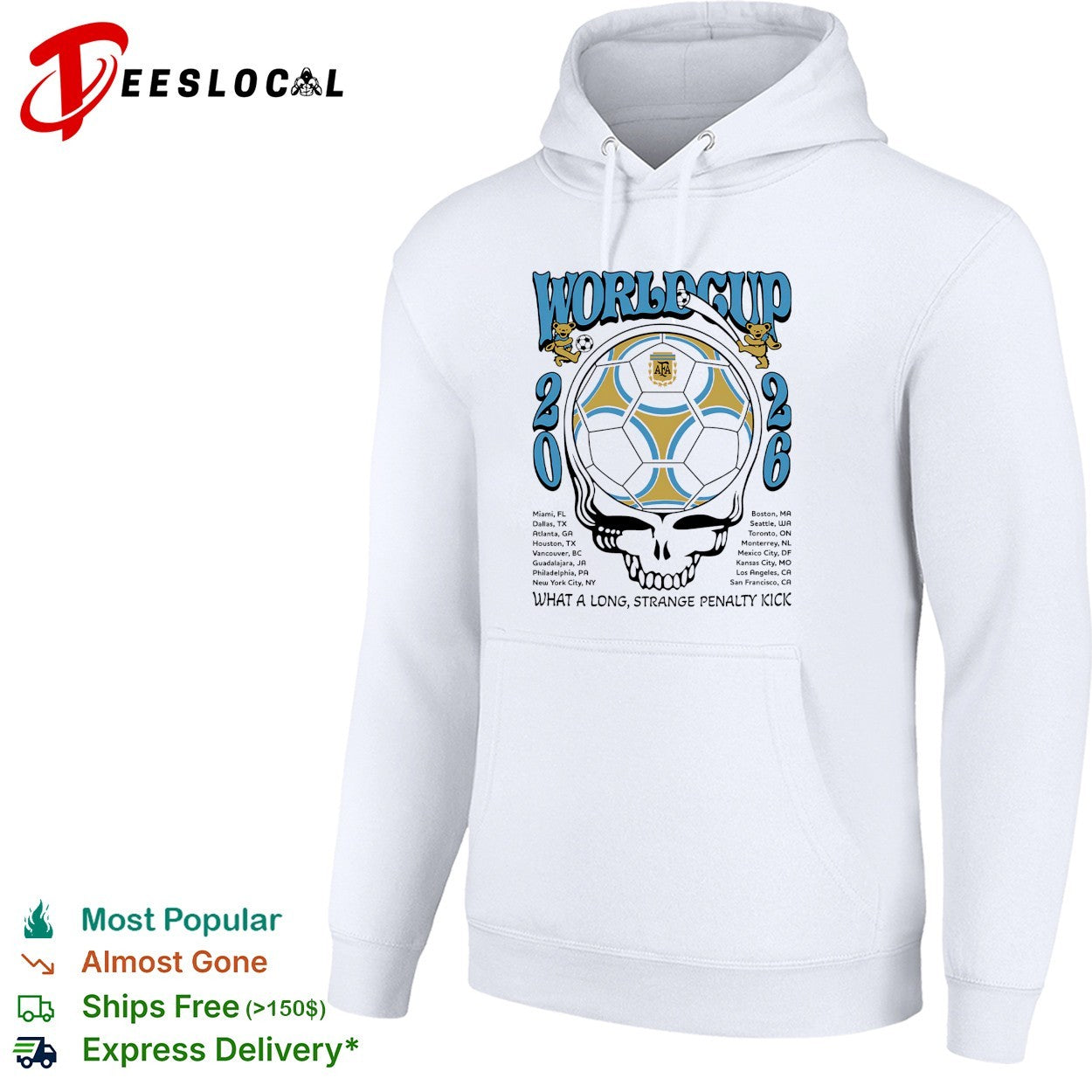 Argentina AFA World Cup 2026 Grateful Dead dancing bears what a long strange penalty kick shirt